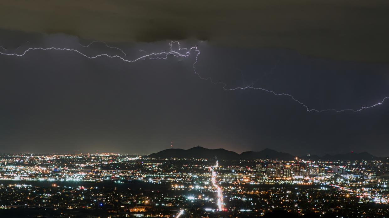 a storm over phoenix at night