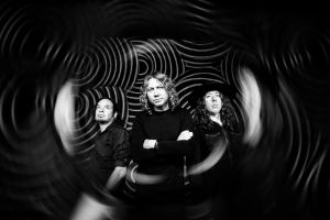 Black and white pic of band