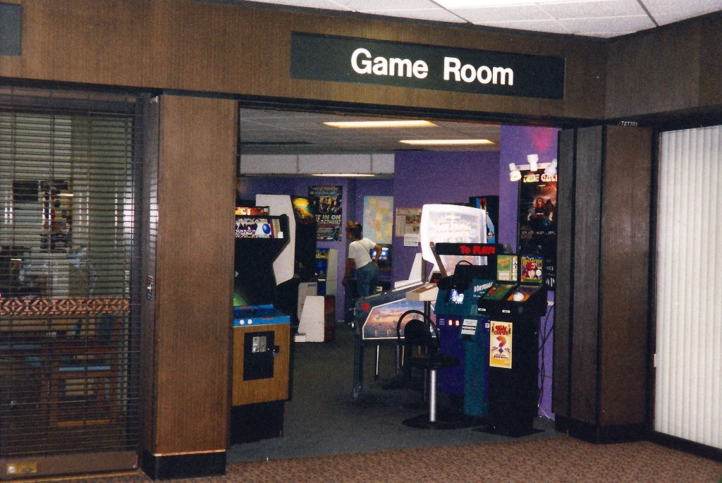 A game room inside an airport terminal.