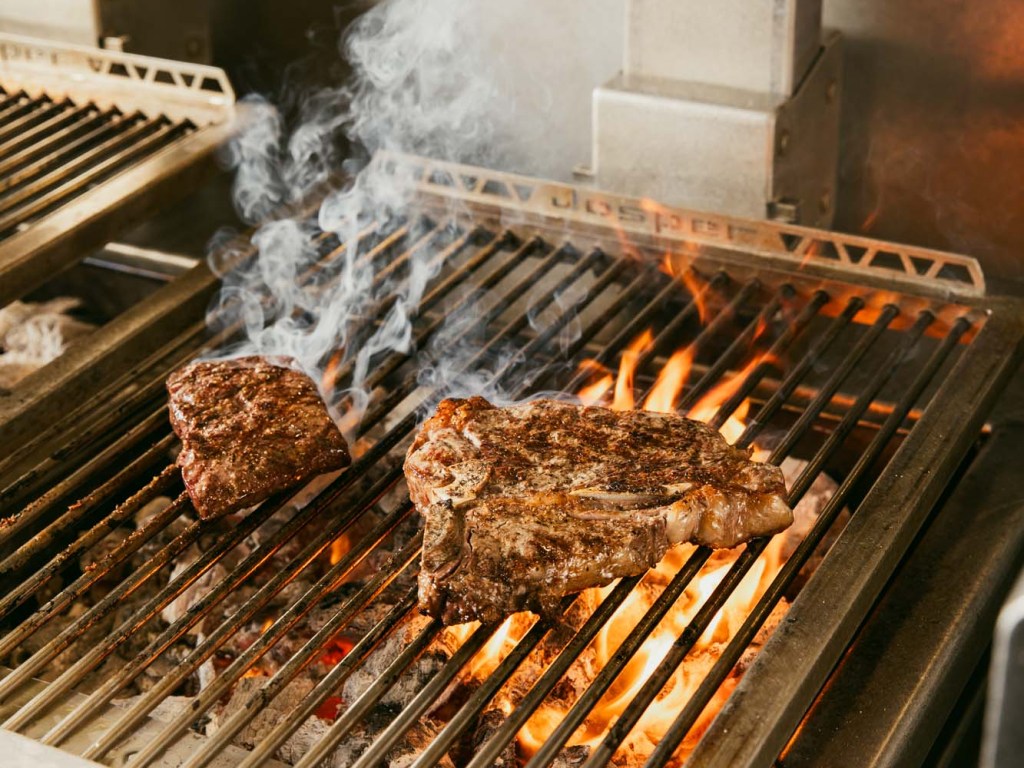 Meat on a charcoal grill