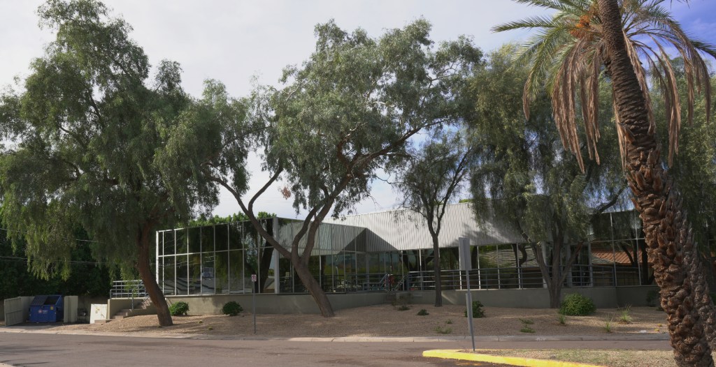 a glass office building