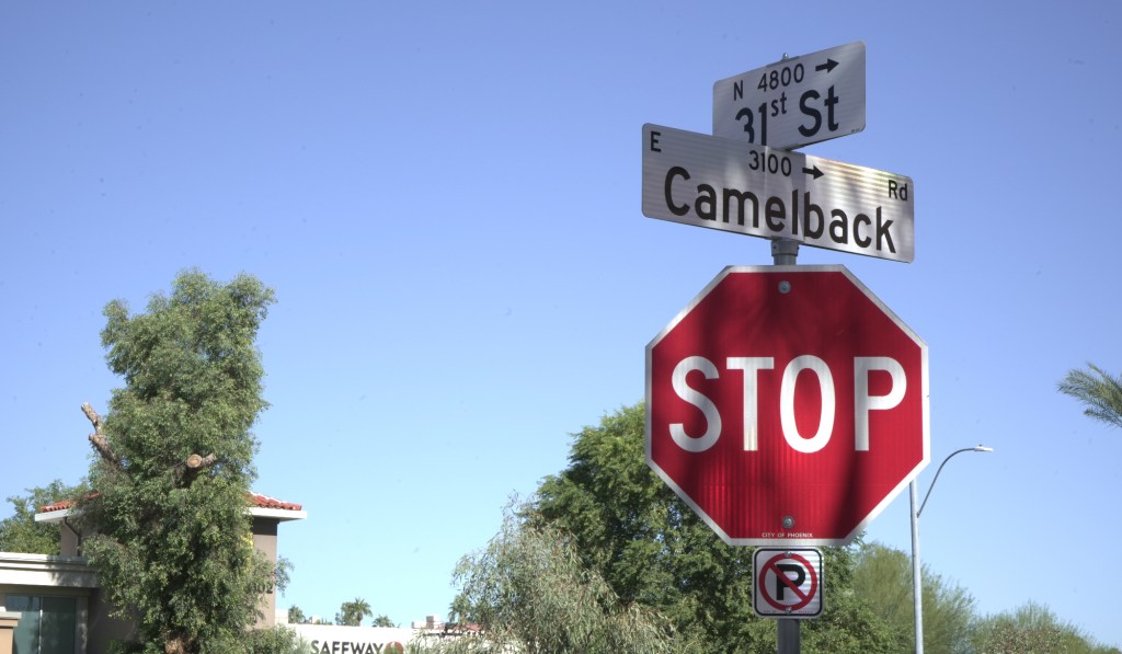 street signs at the 31st street and camelback road intersection