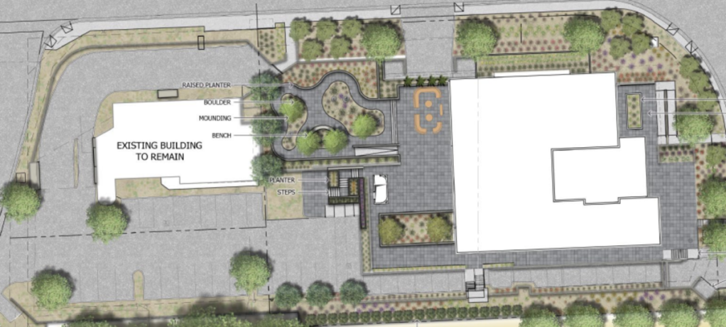 a birds-eye blueprint of a restaurant development