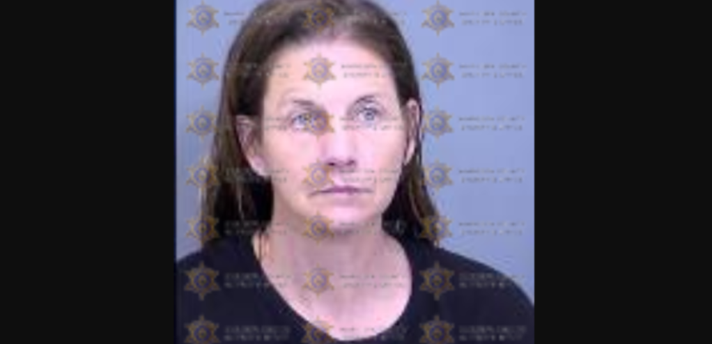 a mug shot of a woman