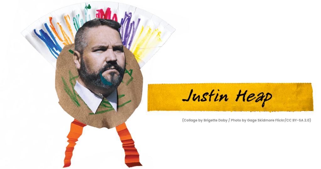 an arts and crafts turkey with justin heap's head