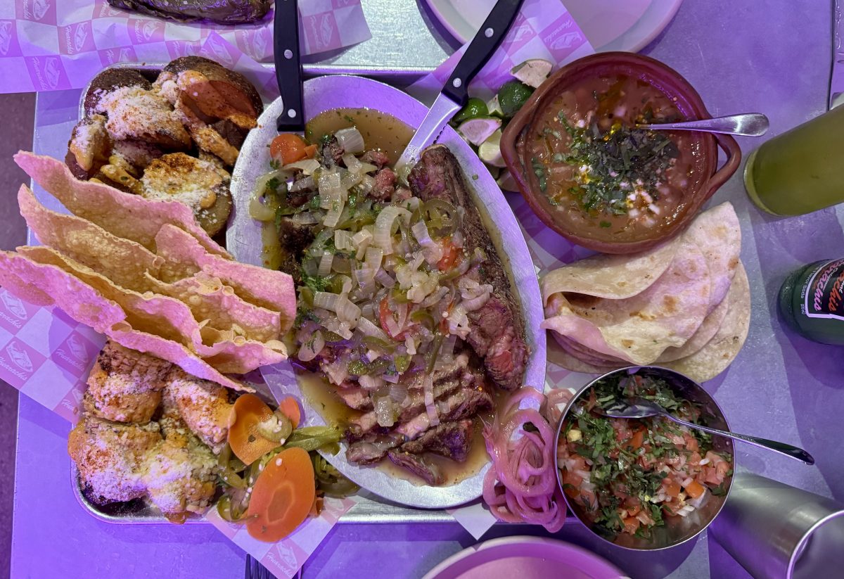 A large platter of meat.