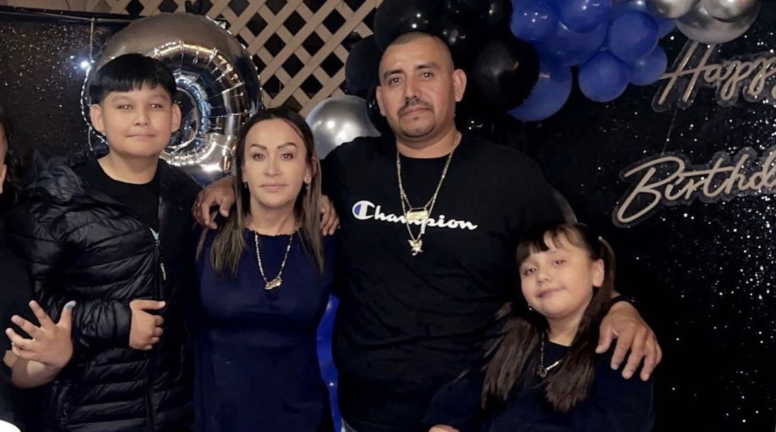 a man with family members