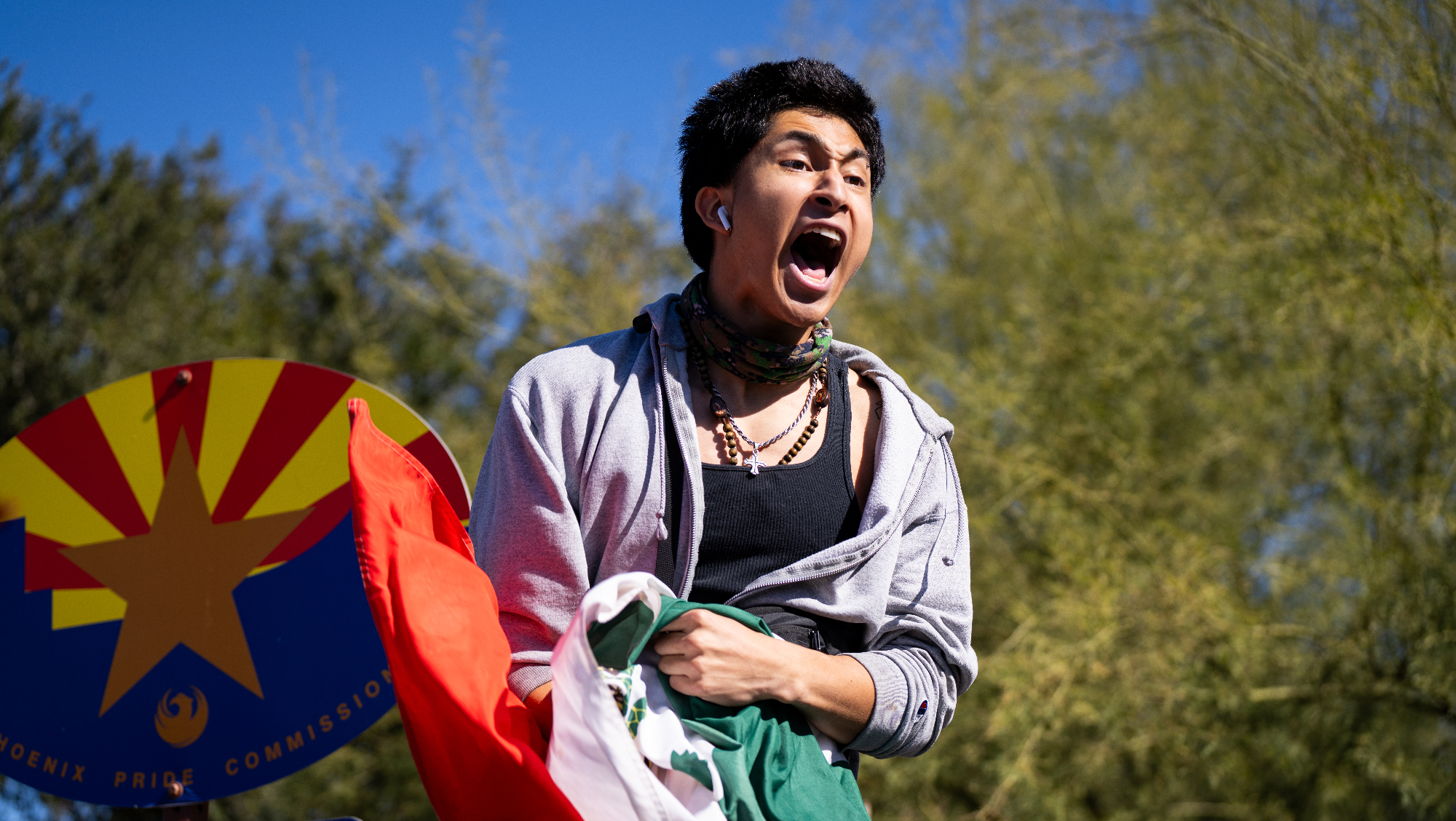 protesters at an anti-ice rally