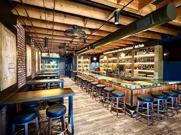Interior of an industrial bar.