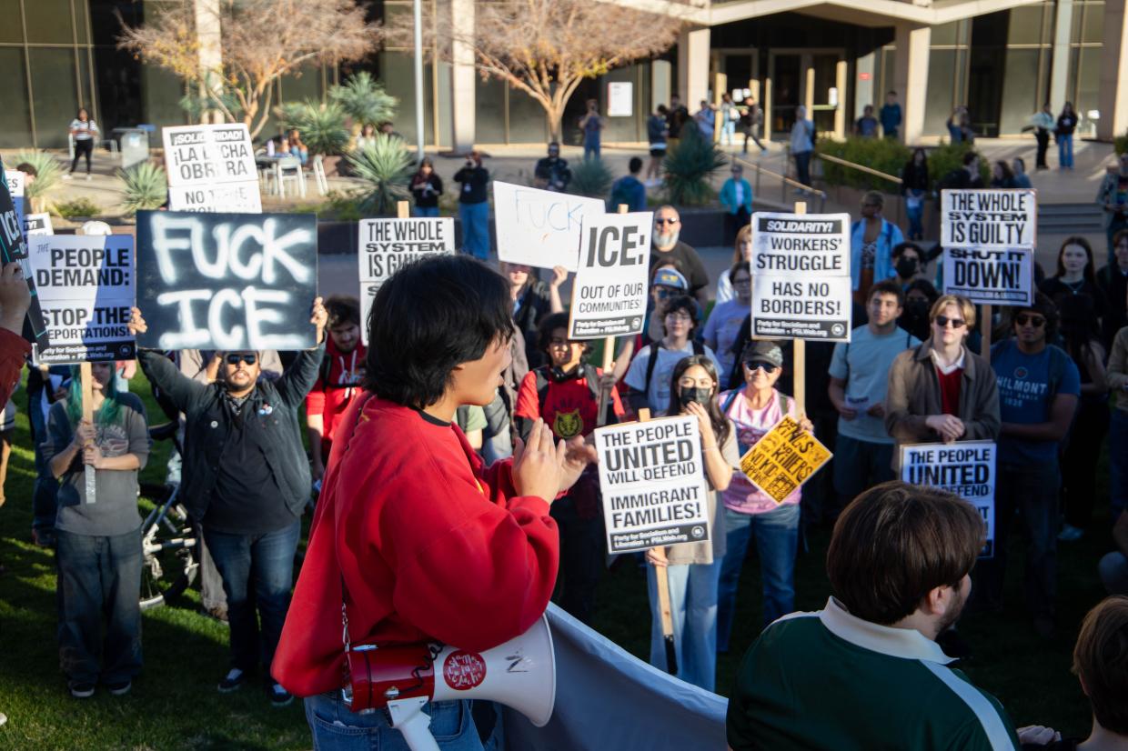 students at a protest