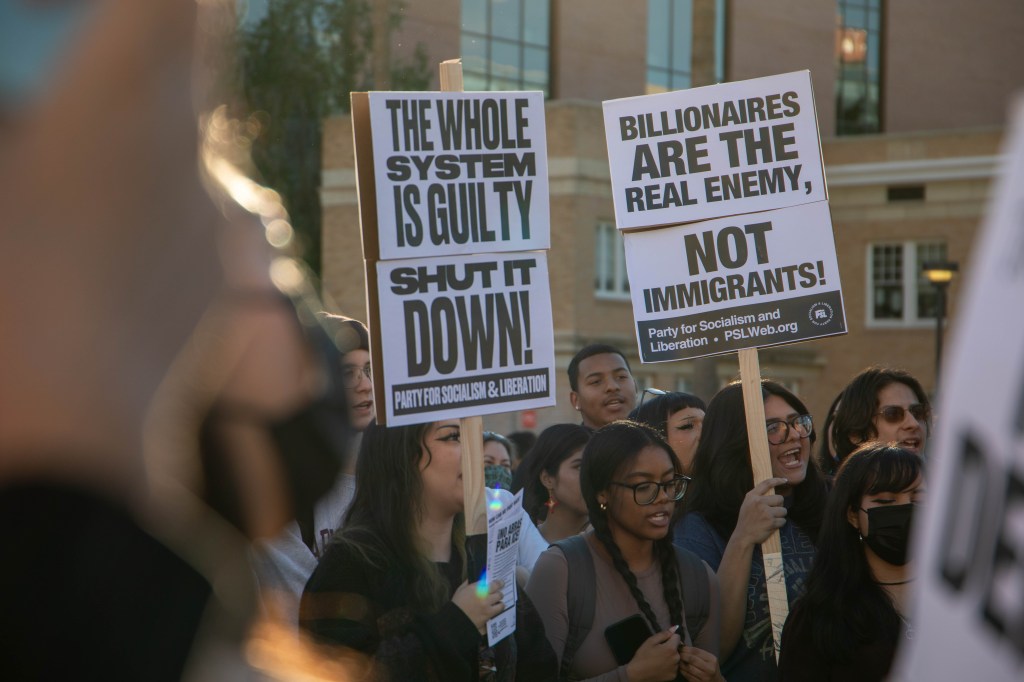 students at a protest
