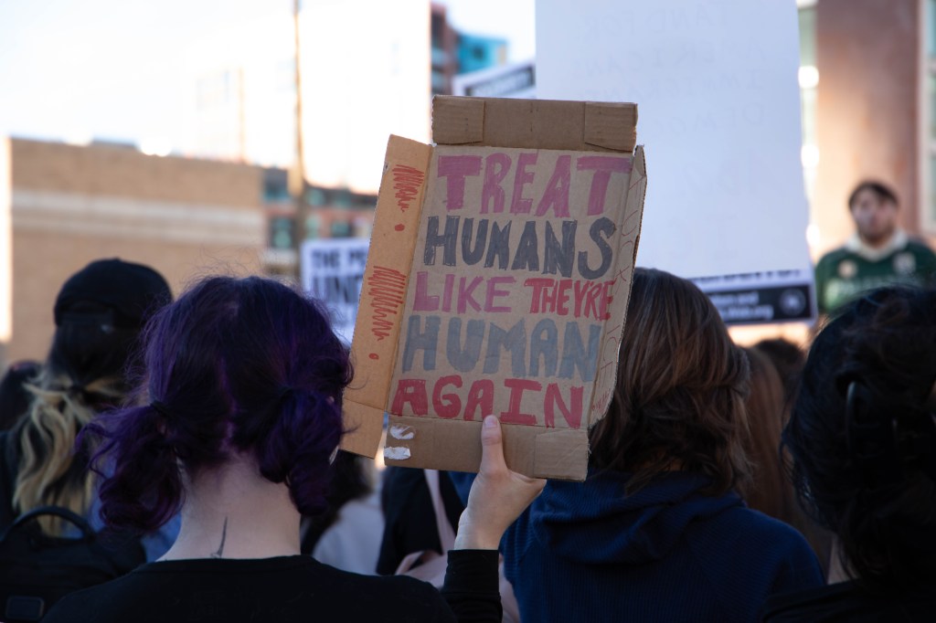 students at a protest