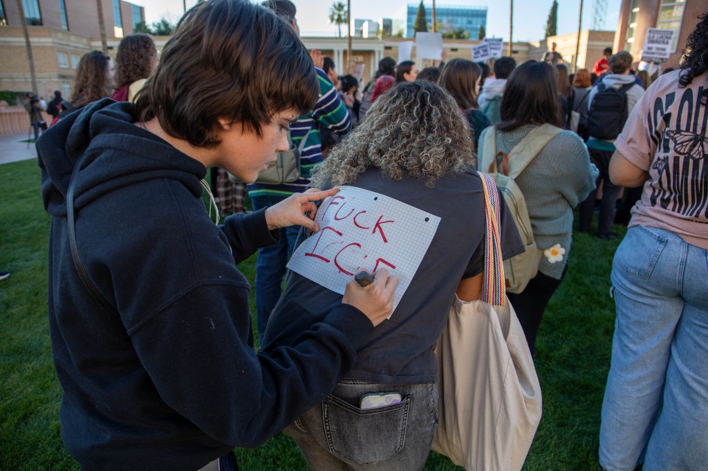 students at a protest
