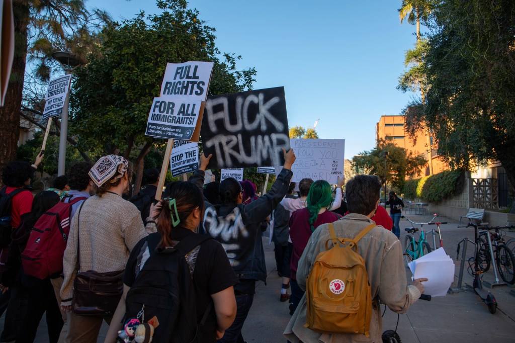 students at a protest