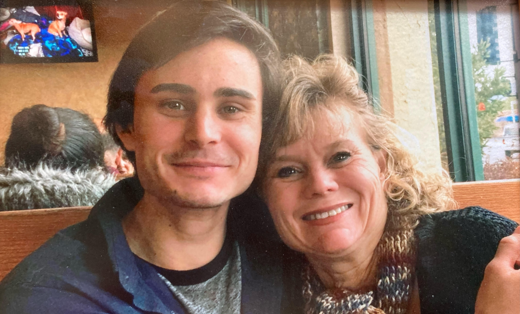 a young man and his mother