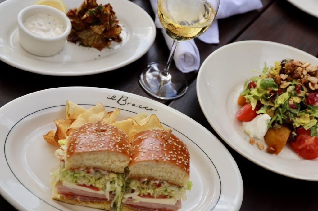 A table full of plates