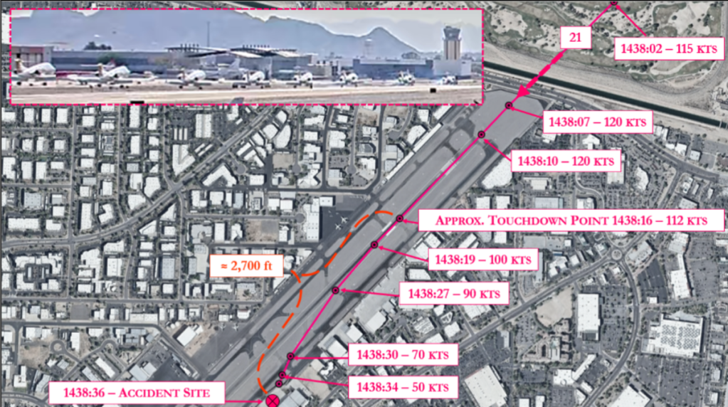 a map showing a timeline of a plane crash