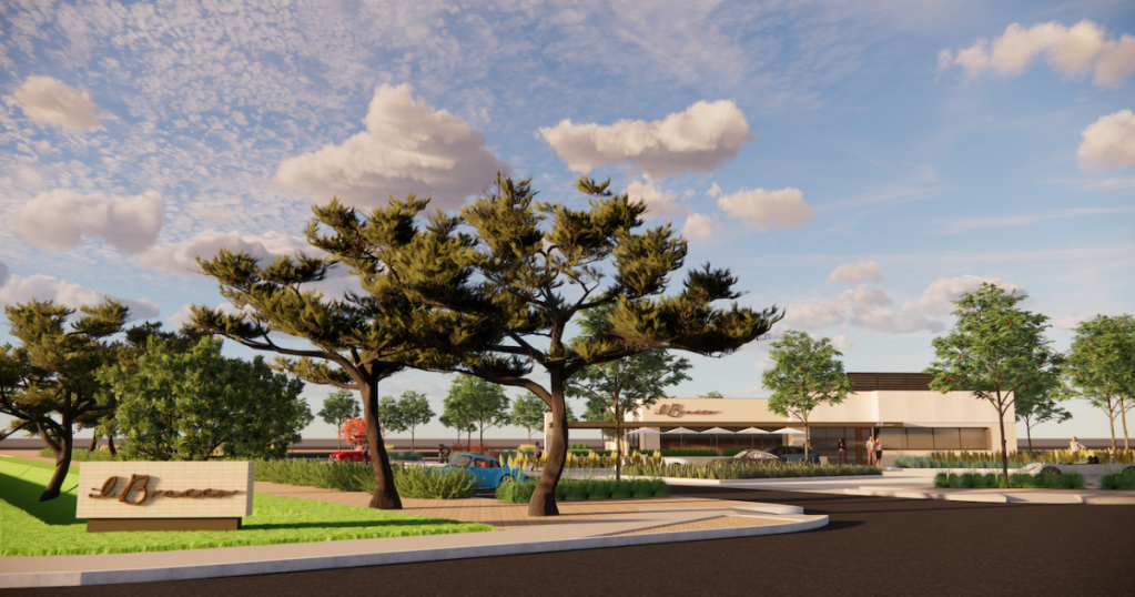 A rendering of a restaurant.