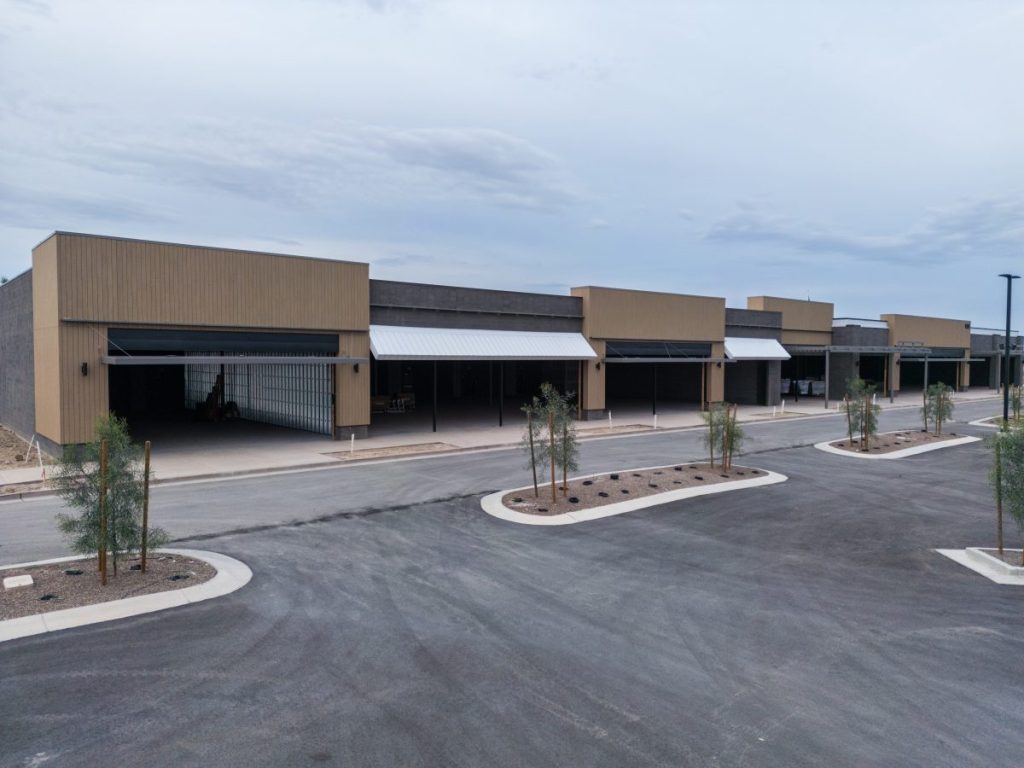 A view of the buildings at Verrado Marketplace under construction