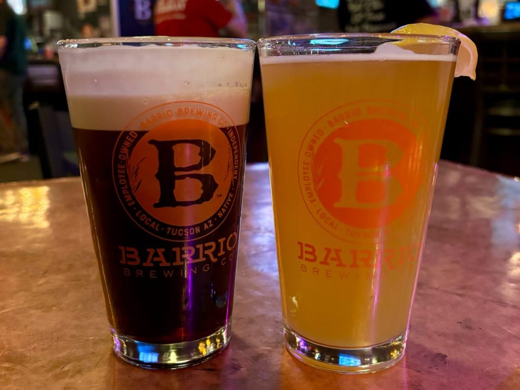Two pints of beer from Barrio Brewing Co.