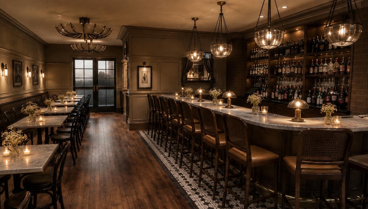 A rendering of the dining room and bar at Ari & Lloyd.
