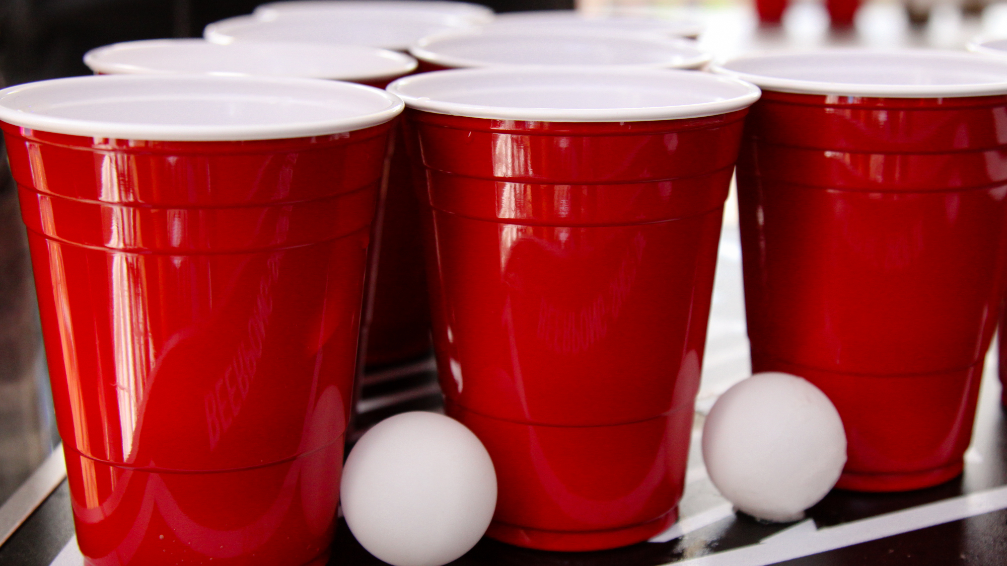red solo cups and ping pong balls