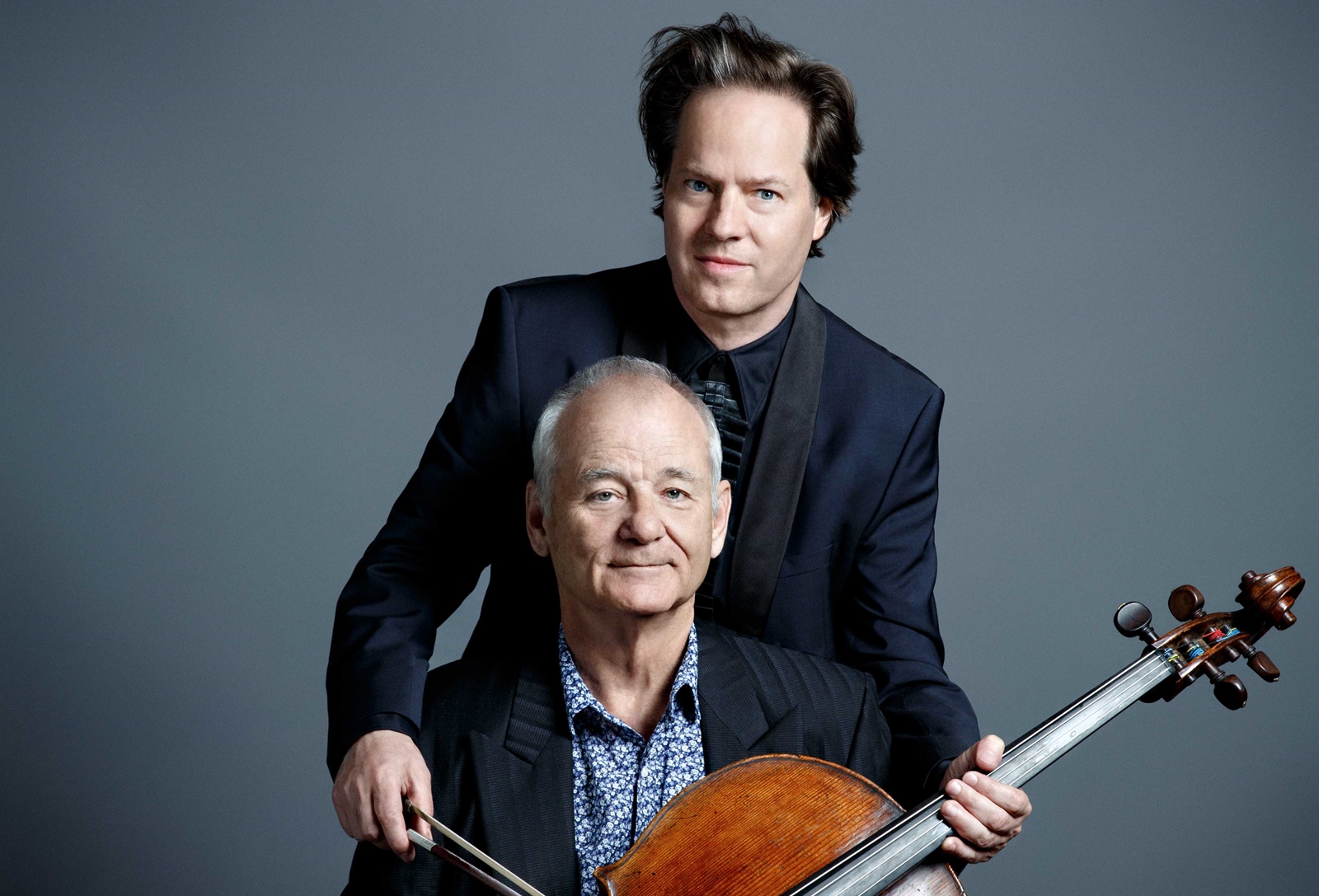 Bill Murray and German cellist Jan Vogler pose for a promotional photo ahead of their Arizona Musicfest appearance in Scottsdale.
