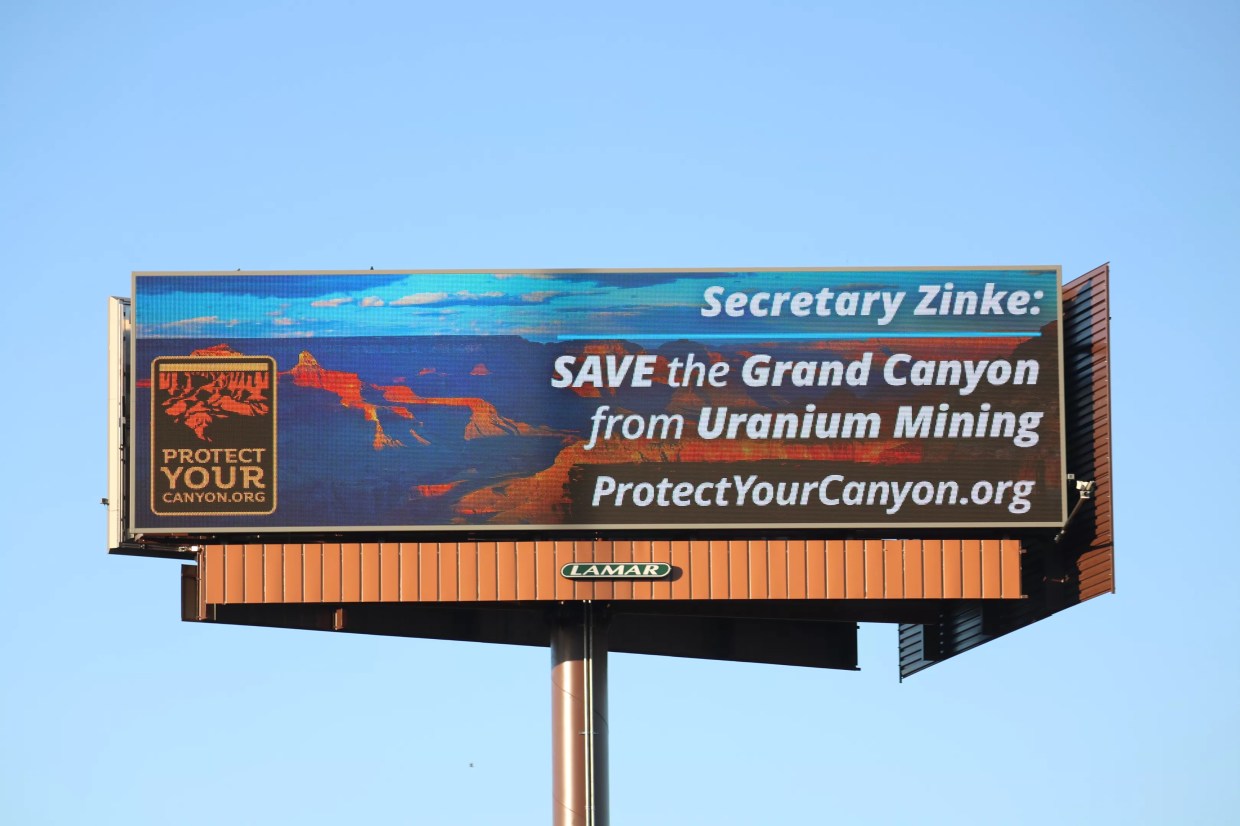 Billboards Call Out Interior Secretary on Grand Canyon Uranium Mining
