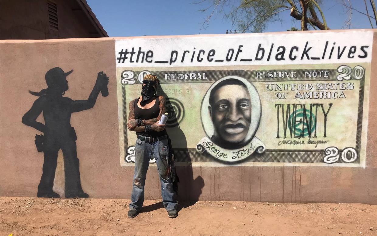How Phoenix Artist Bacpac Fixed Her Vandalized George Floyd Mural