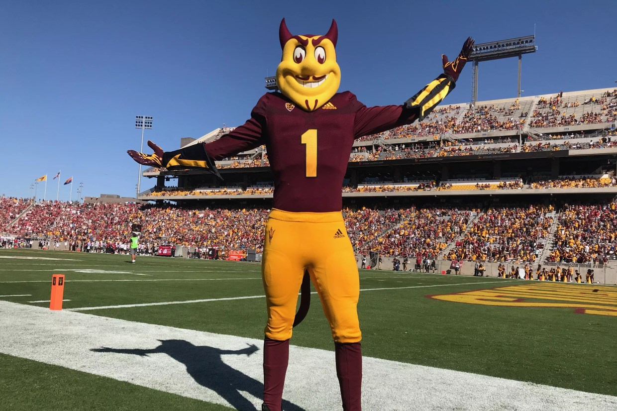 The Arizona State mascot, Sparky the Sun Devil