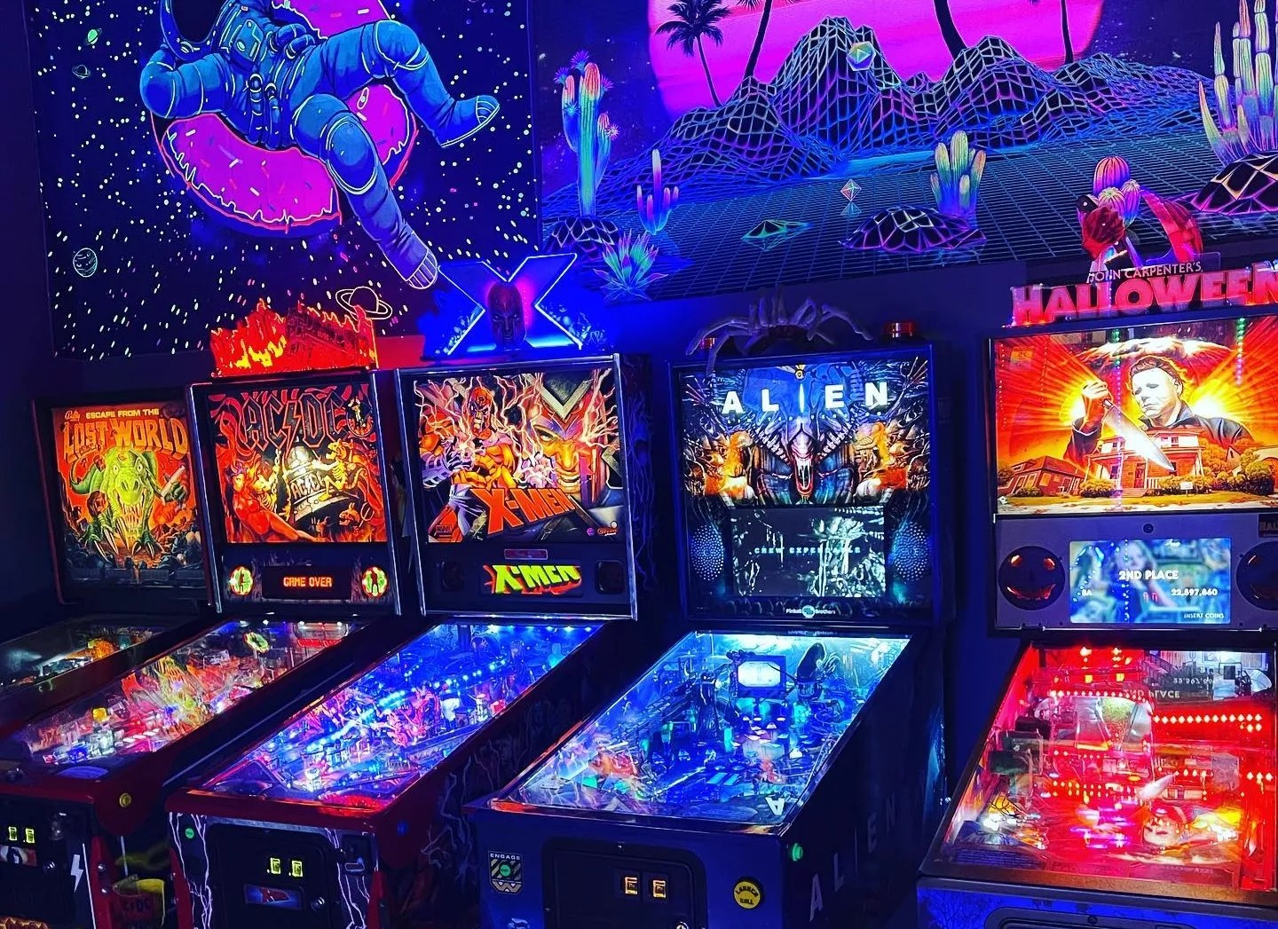 Pinball games inside Taproom-120 in Gilbert.