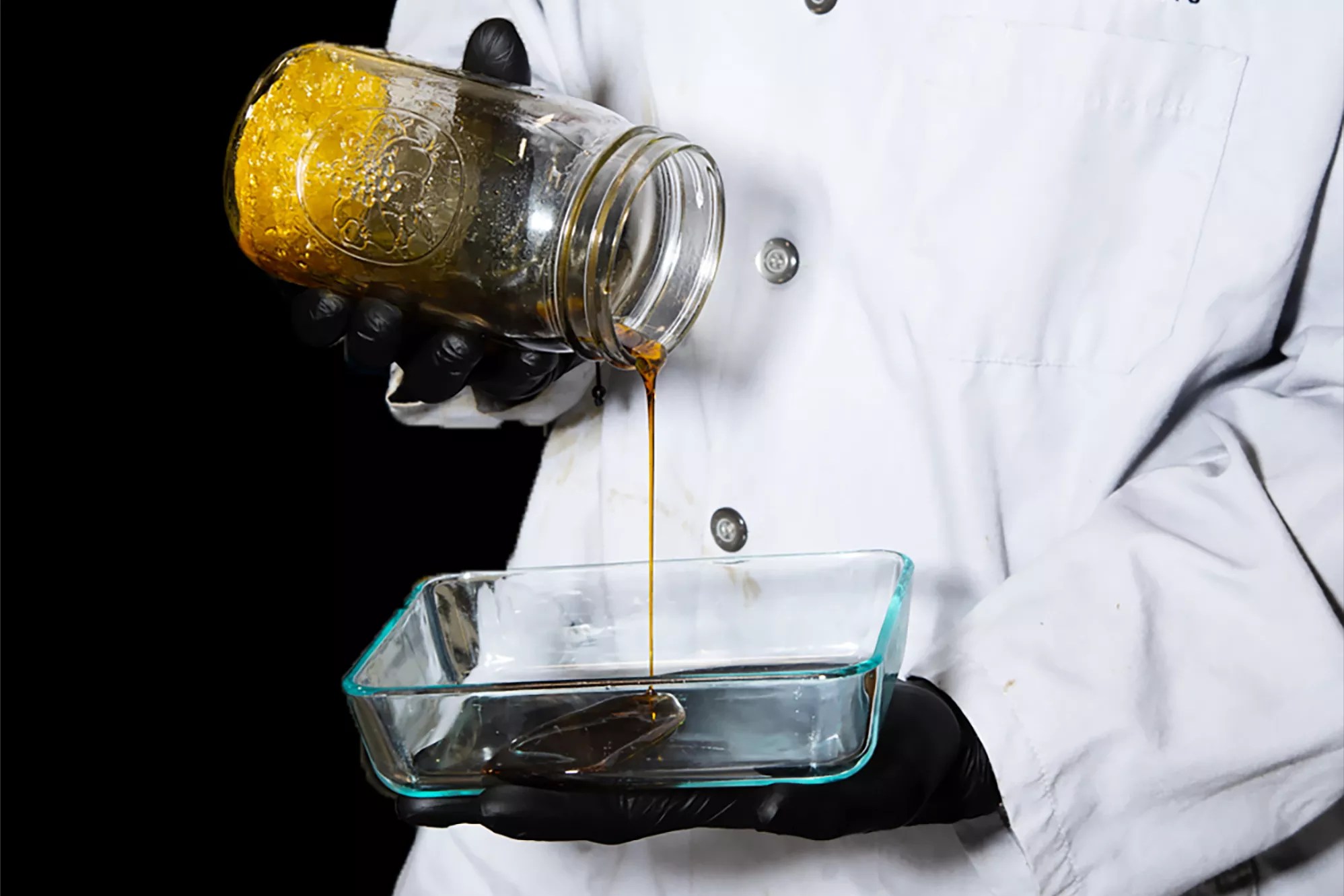 Live resin poured into a glass