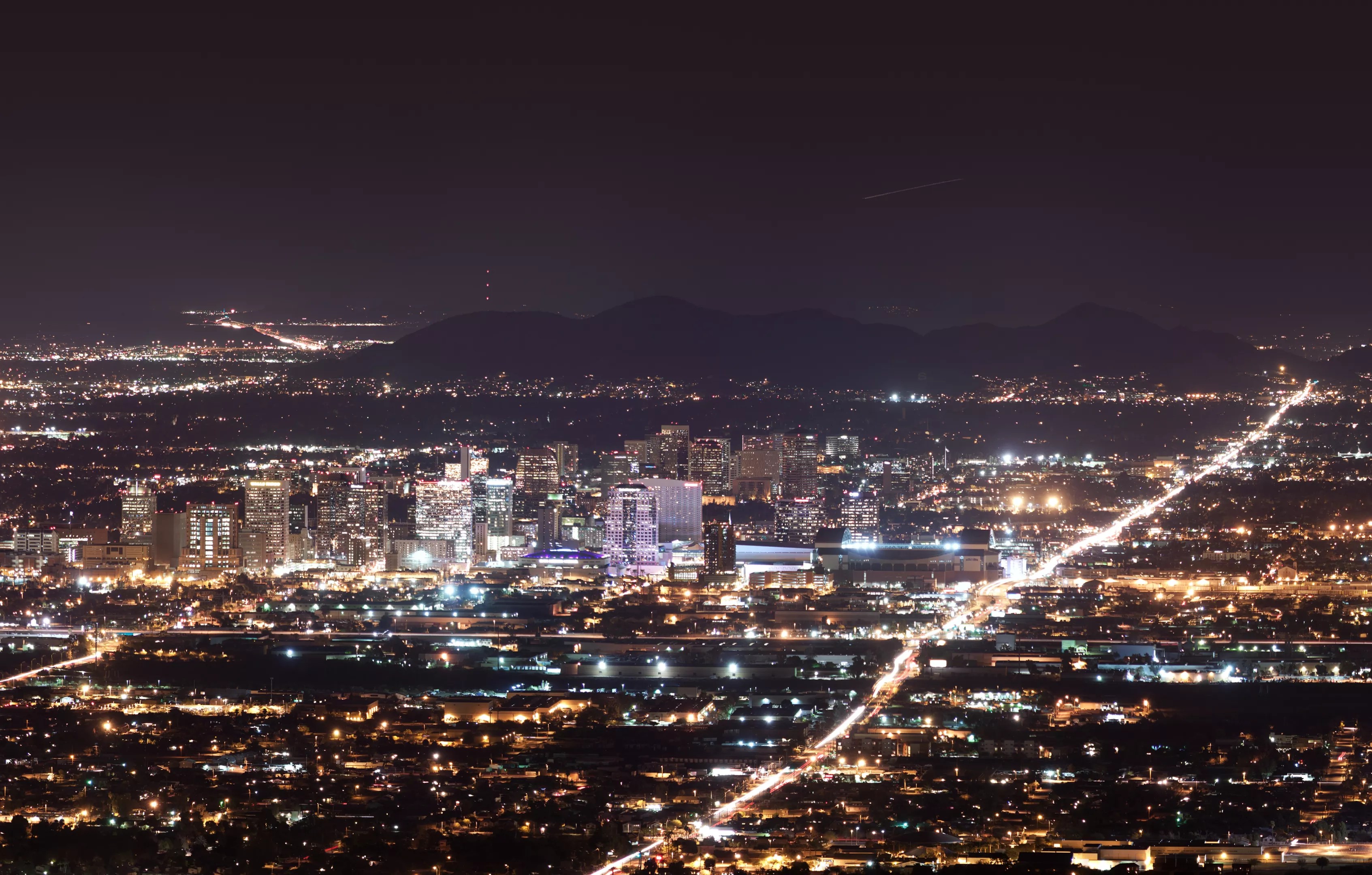 A view of Phoenix's skyline at night.