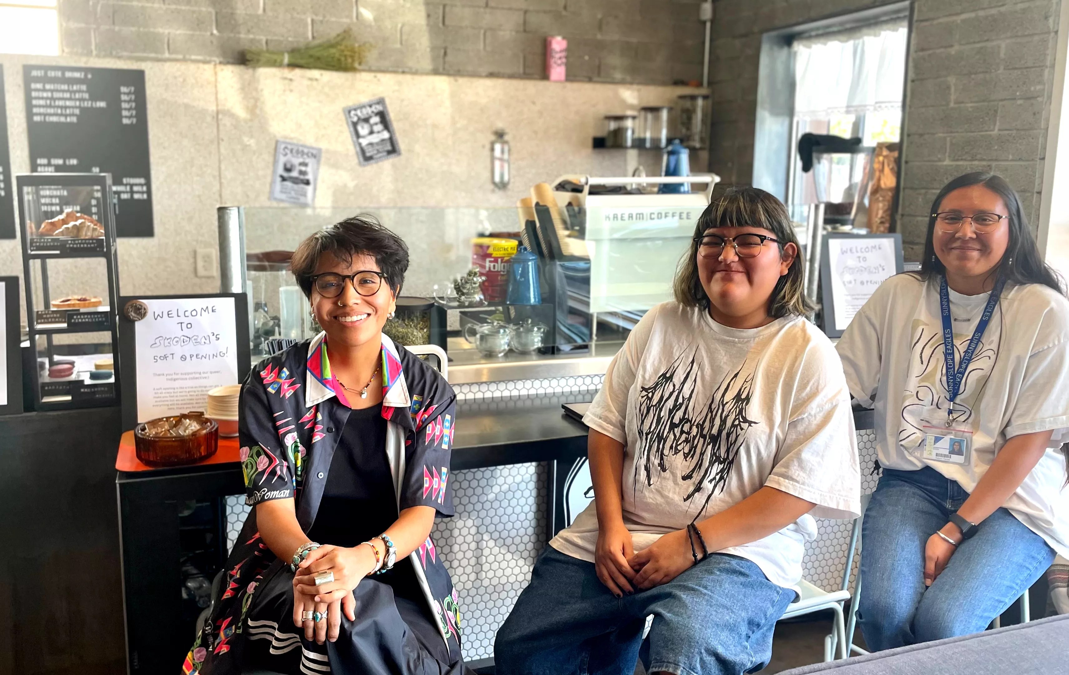 Natasha John, Jordan Manuelito and KaLynn Yazzie of Skoden Coffee.