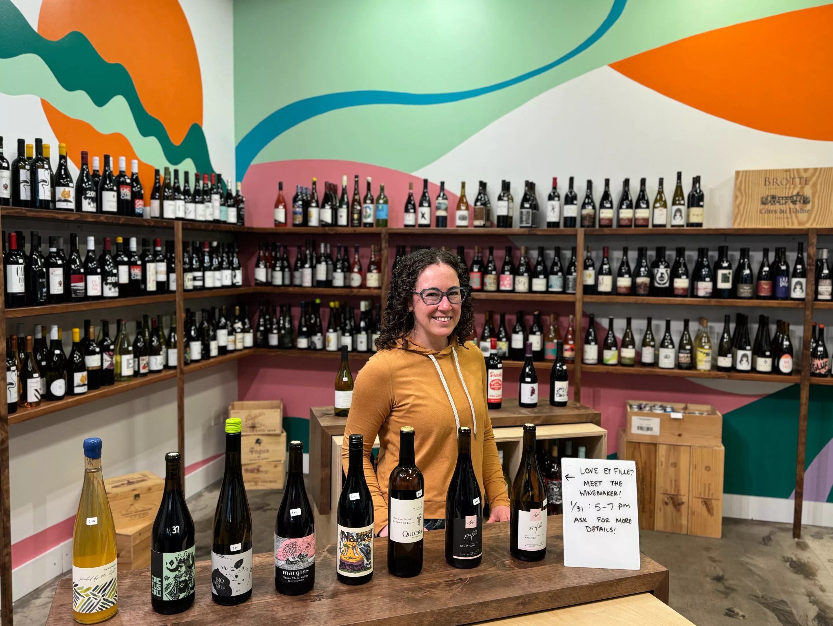 Wine shop owner Corianne Nelson.