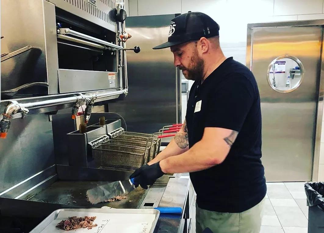 Chef Aaron Link in the kitchen.