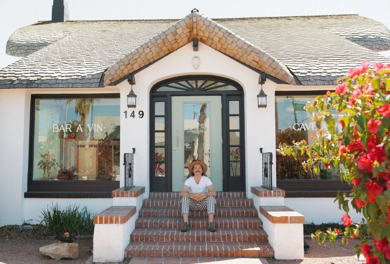 Chef Derek Christensen on the steps of Sauvage Wine Bar.