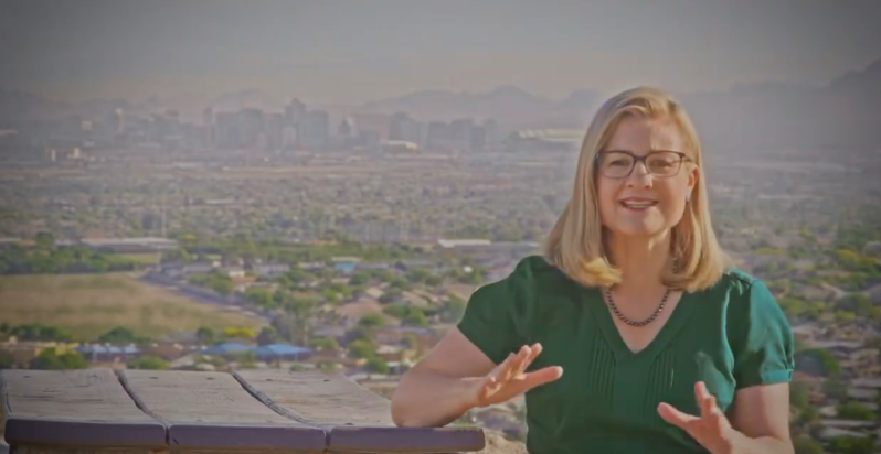 Mayor Kate Gallego with Phoenix skyline in background