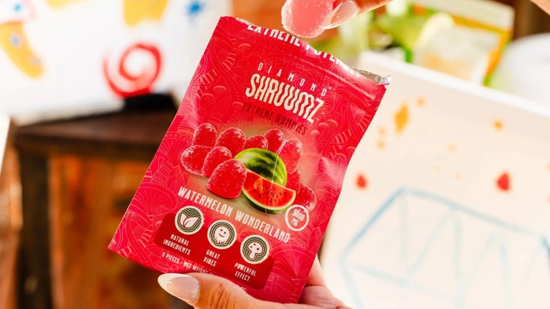 A bag of Diamond Shruumz gummies