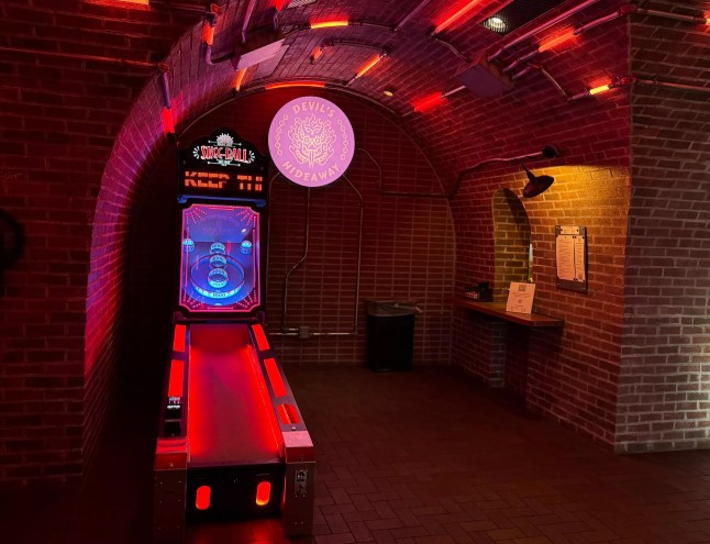 Skee-Ball game at Devil's Hideaway.