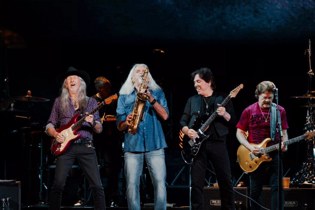 A rock band performing.