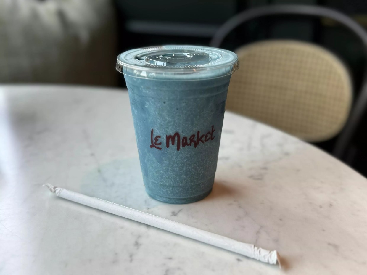 A smoothie in a to-go cup.