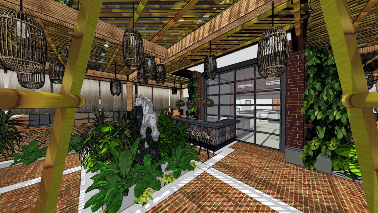 Rendering of the inside of Carmen Cantina.
