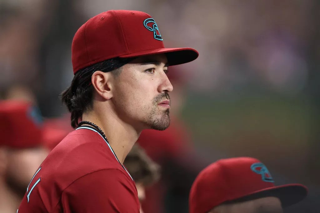 Diamondbacks outfielder Corbin Carroll watches from the dugout during the second inning of a game against the New York Yankees.