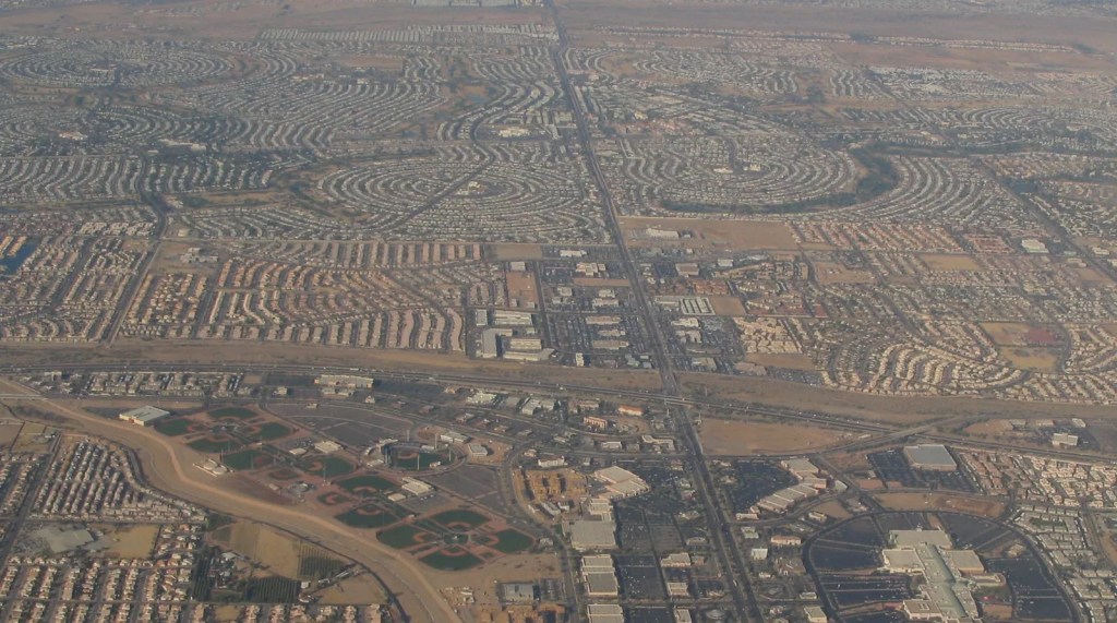 an aerial view of sun city, arizona