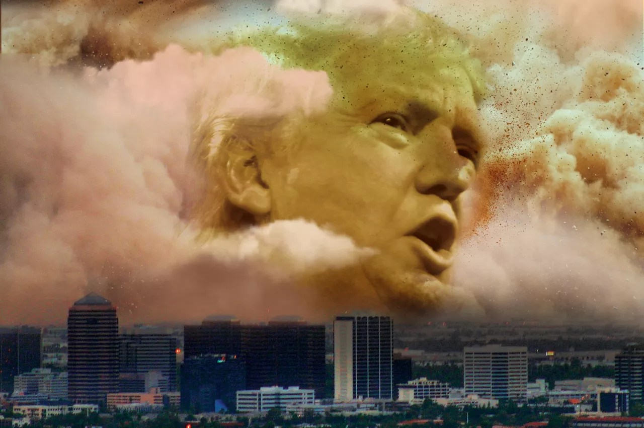 donald trump's face in a dust storm