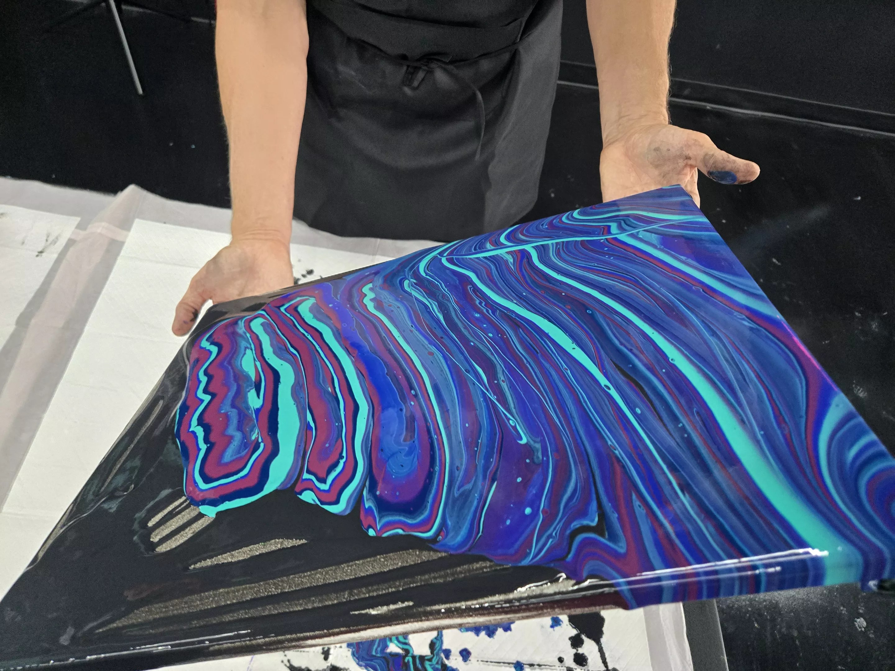 A canvas with paint on it.