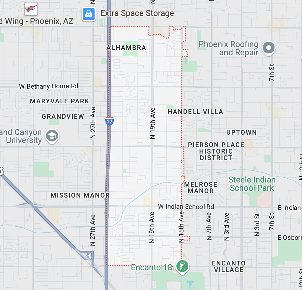 a map of the 85015 zip code in Phoenix