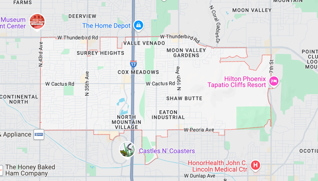 a map of the 85029 zip code in arizona