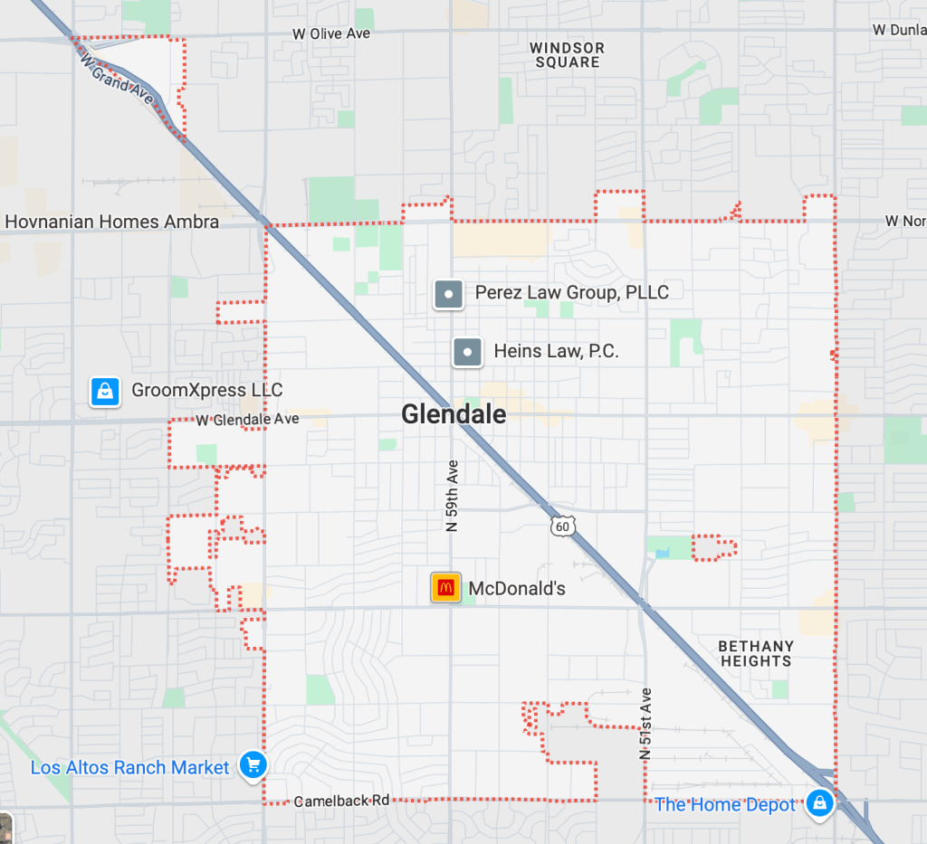 a map of the 85301 zip code in arizona